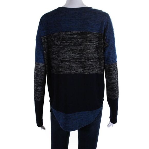 Rag & Bone Jean Womens Color Block Crew Neck Sweater Blue Gray Size Extra Small - Picture 3 of 6